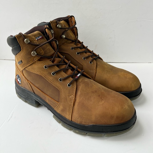HYTEST Men's 6" Admiral Waterproof Steel Toe Work Boot Tan - K43501 size 15 - Picture 2 of 10